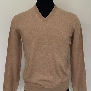 Hugo Boss Sweater V Neck Beige Wool Pullover